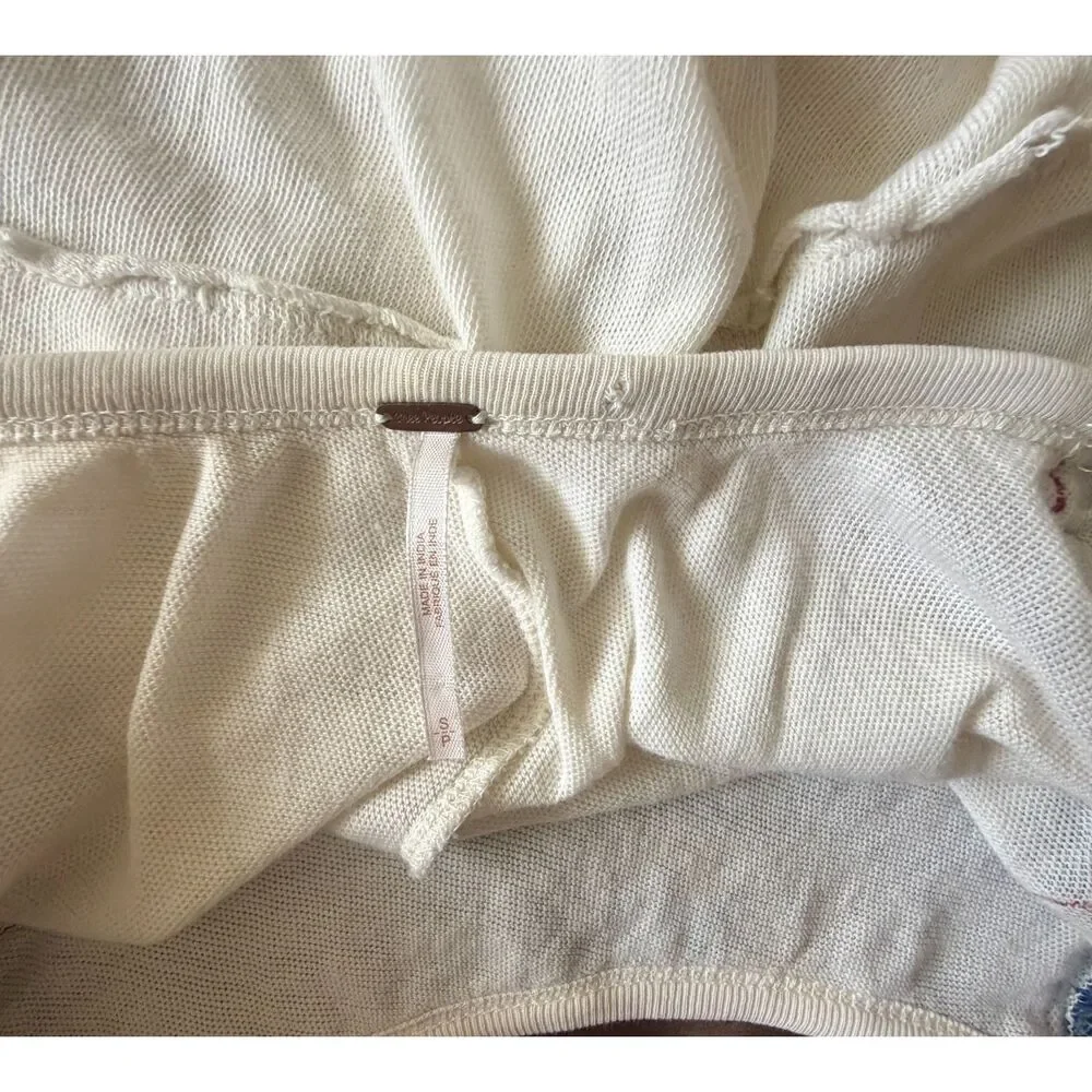 Free People Ritu cream-colored Embellished Baseball Tee. Size small